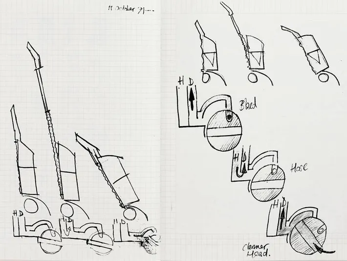 Le croquis d’un aspirateur Dyson en 1991